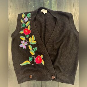 Vintage Women’s Beaded Vest Angora Blend Size Small